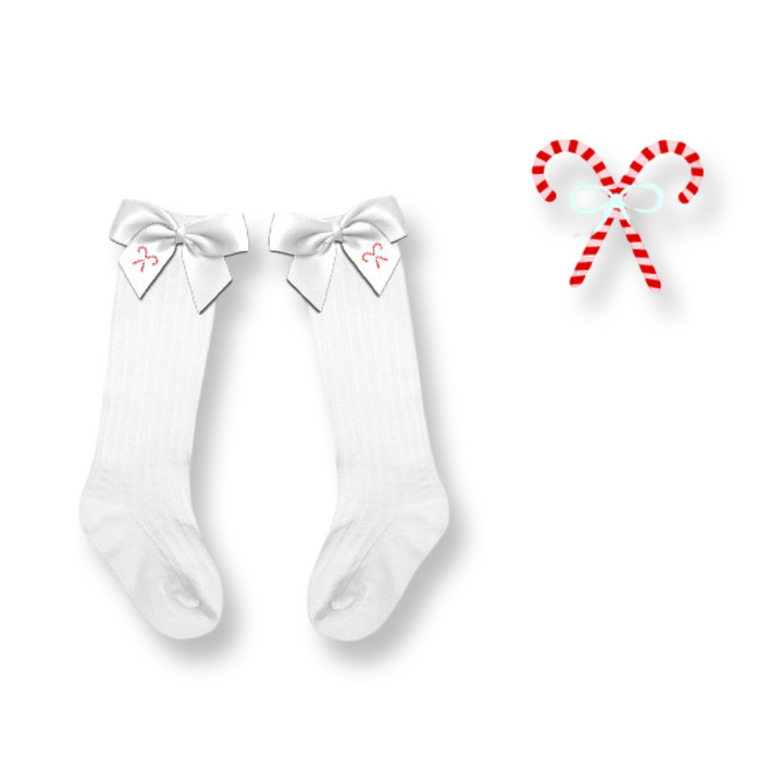 PRE-ORDER Girls Candy Cane Bow Socks