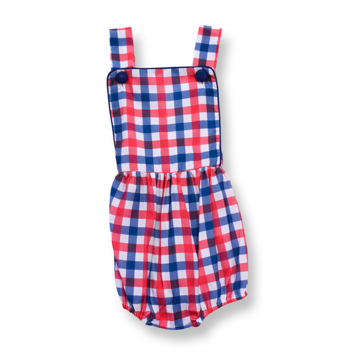 Red White Blue Gingham Patriotic Boy Bubble