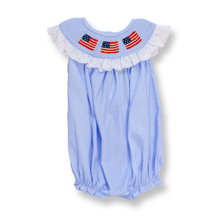 Patriotic Polka Dot Smocked Bubble
