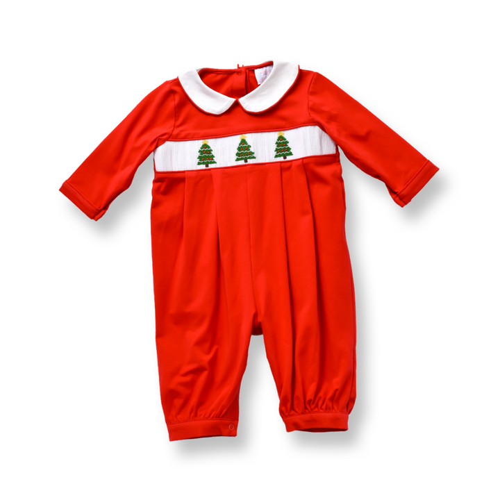 PRE-ORDER Red Christmas Tree Smocked Boy Longall