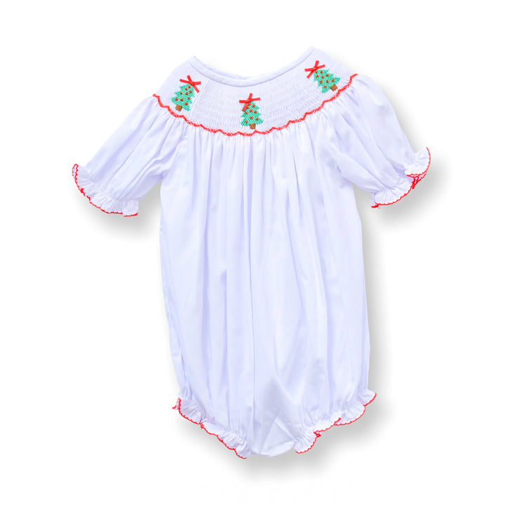 PRE-ORDER Christmas Tree White Smocked Bubble