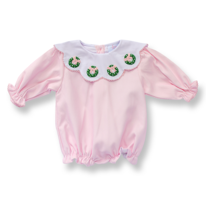 PRE-ORDER Girls French Knot Wreath & Corduroy Smocked Bubble