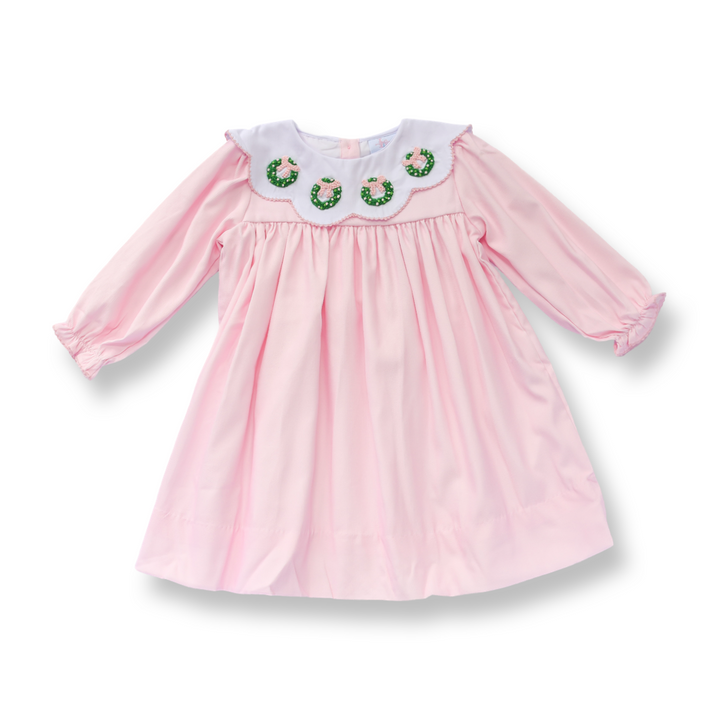 PRE-ORDER Girls French Knot Wreath & Corduroy Smocked Dress