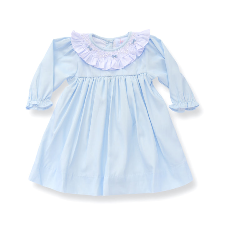 PRE-ORDER Girls Blue Corduroy Smocked Holiday Dress
