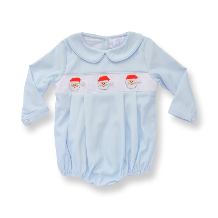 PRE-ORDER Boys Blue Corduroy Santa Smocked Bubble