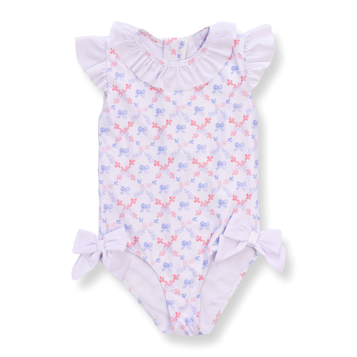 Patriotic Girls Red & Blue Bow Ruffle Swimsuit