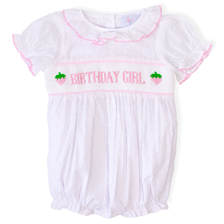 Birthday Girl Smocked Strawberry Bubble