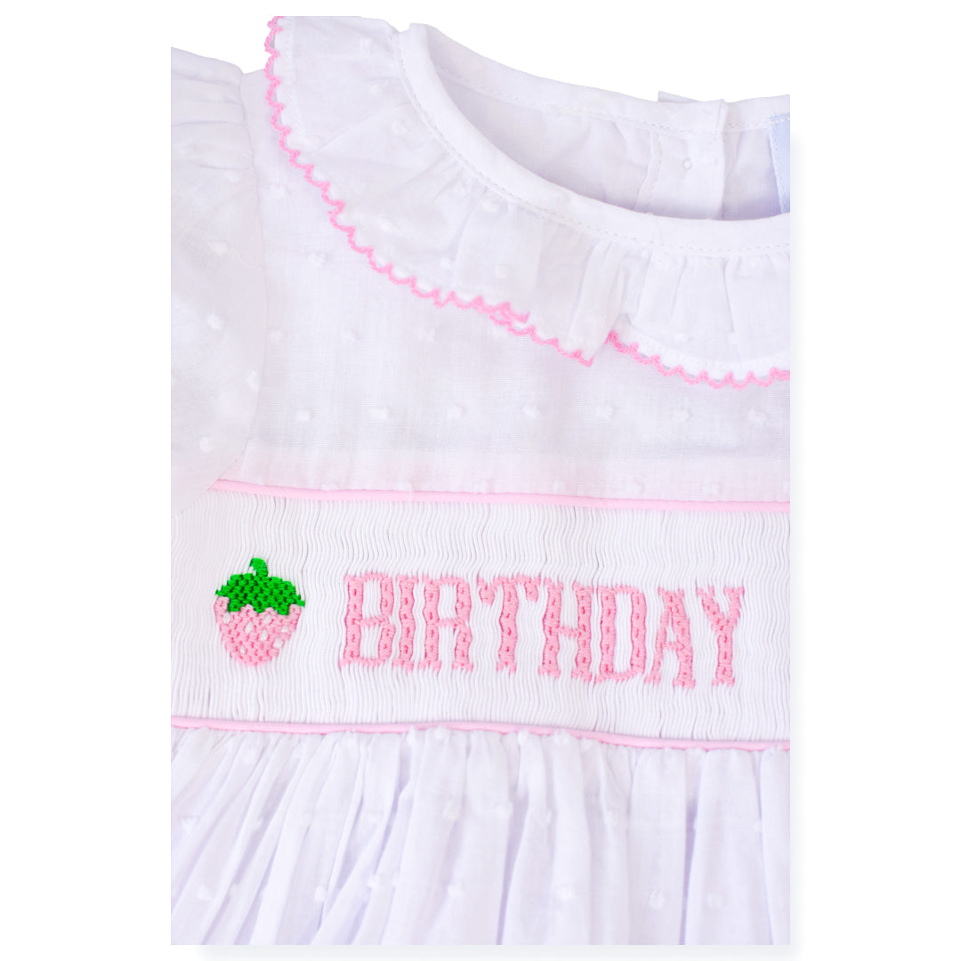 Birthday Girl Smocked Strawberry Dress