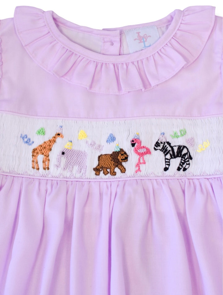 Smocked Safari Party Dress - Ruffle Collar