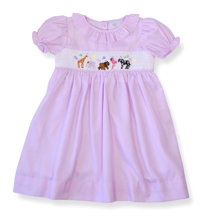 Smocked Safari Party Dress - Ruffle Collar