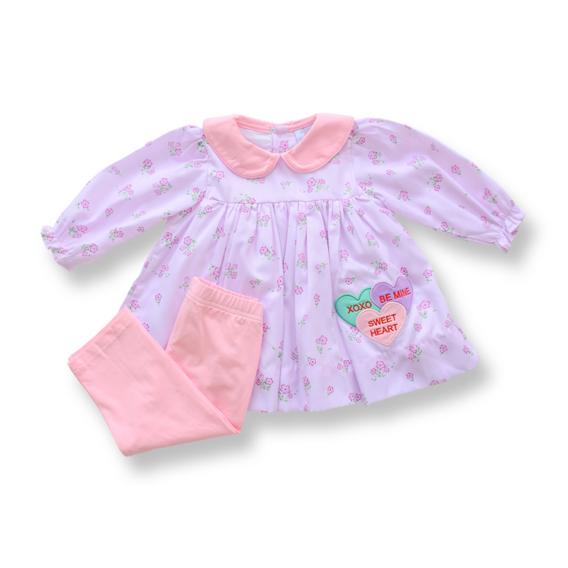 Candy Hearts Smocked Legging Set