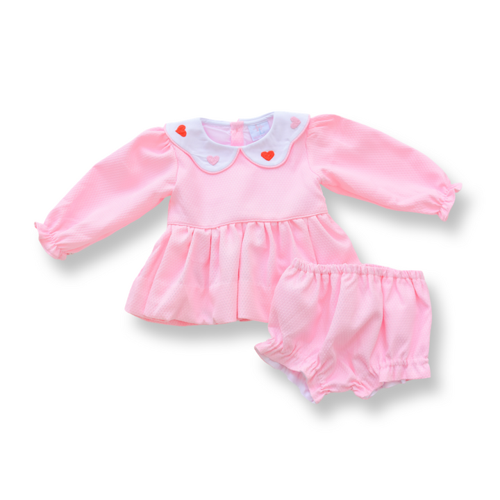 Madeline Valentine's Smocked Diaper Set
