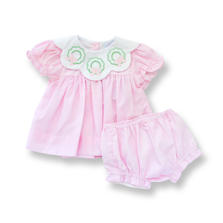 Corrine Wreath Smocked Diaper Set