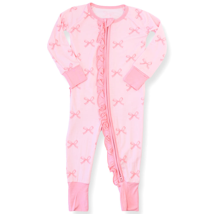 Bella Bow Ruffle Bamboo Footie