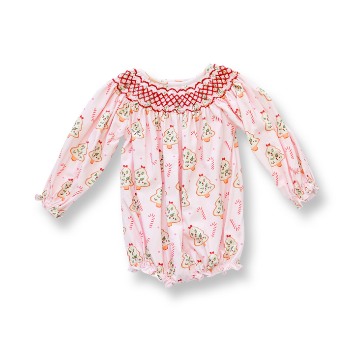 PRE-ORDER Girls Christmas Cookie Smocked Bubble
