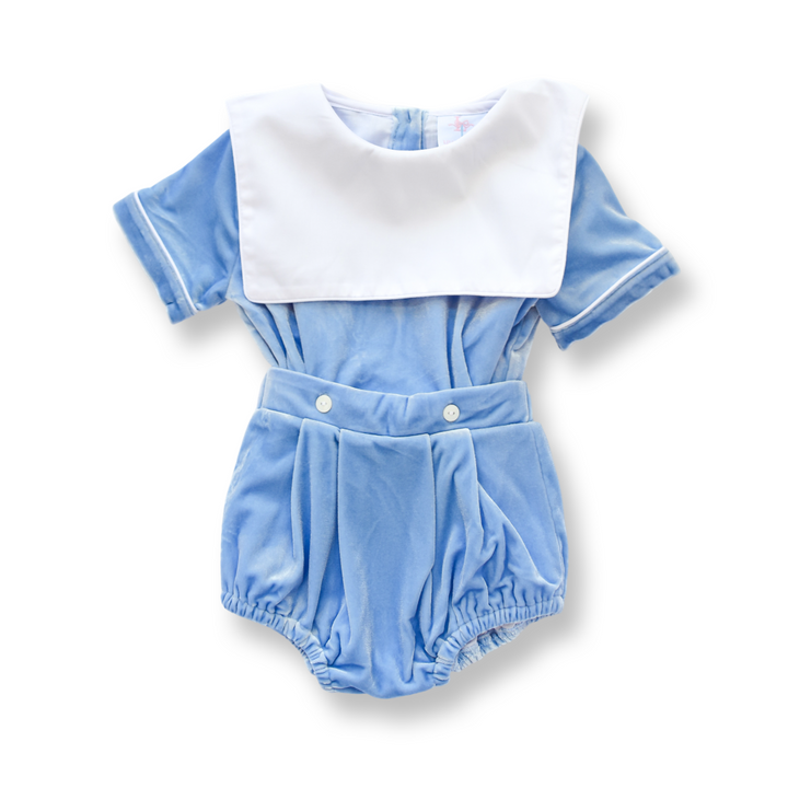 Boys Blue Velvet Christmas Short Set