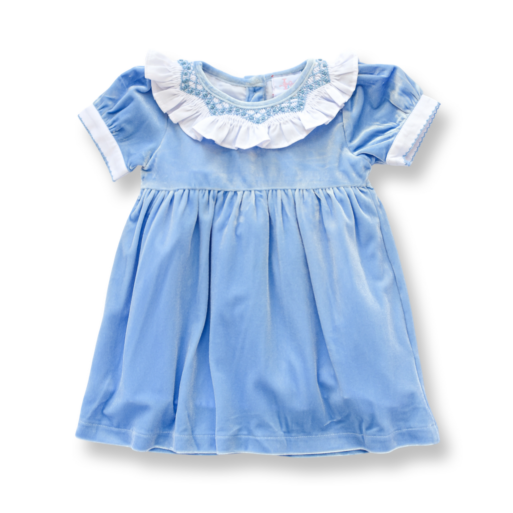 infant blue christmas dress Girls Blue Christmas Dress in Velvet main image 0