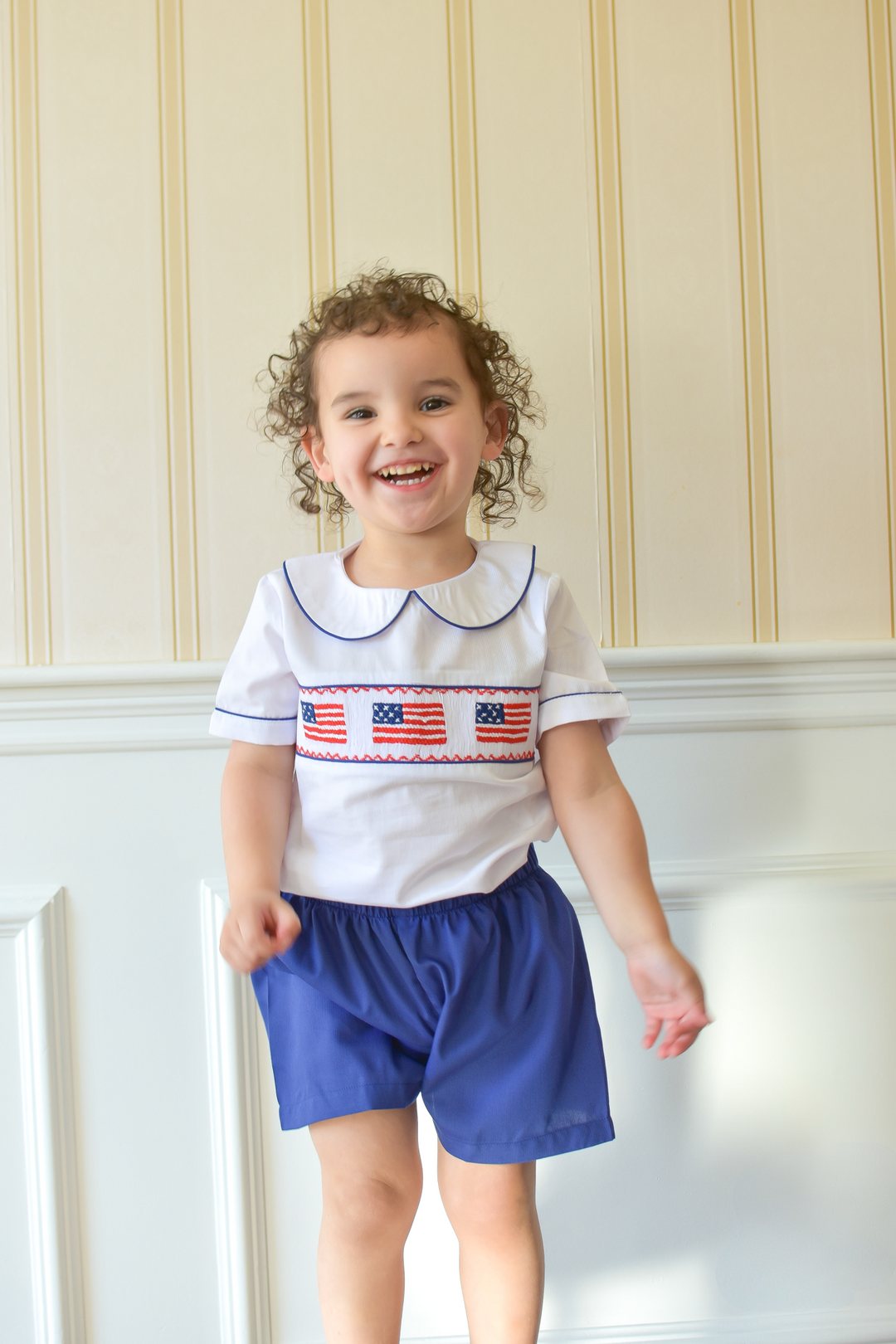 PRE-ORDER Patriotic Boys Smocked American Flag Short Set