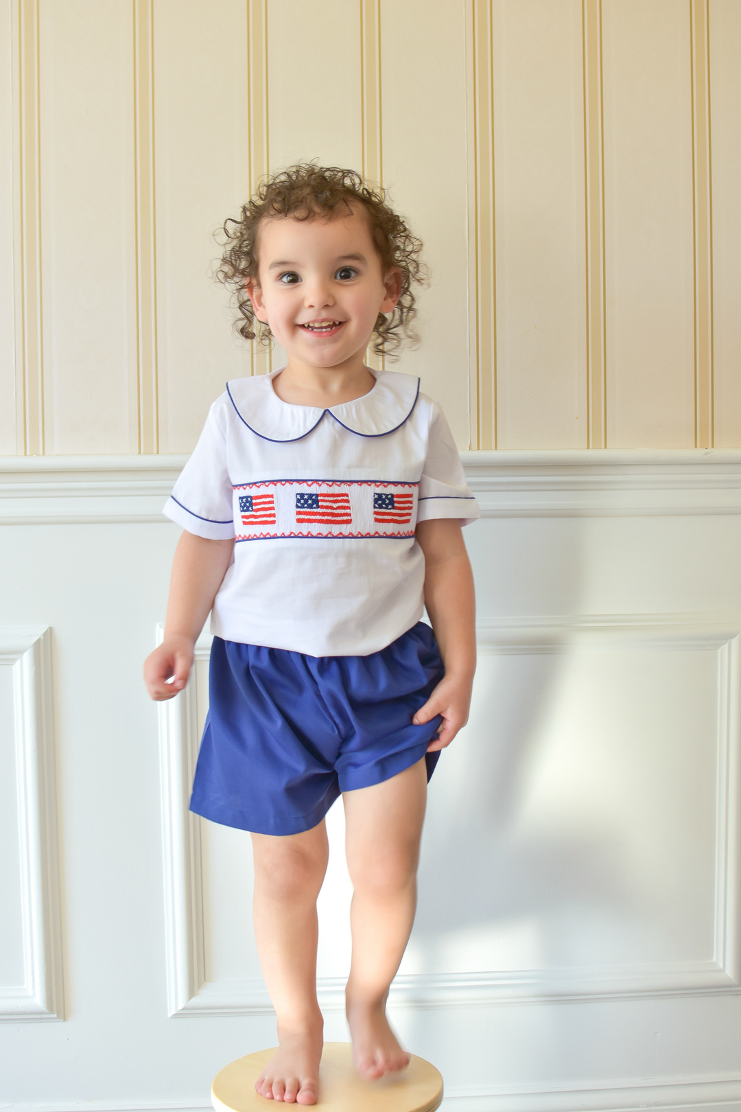 PRE-ORDER Patriotic Boys Smocked American Flag Short Set