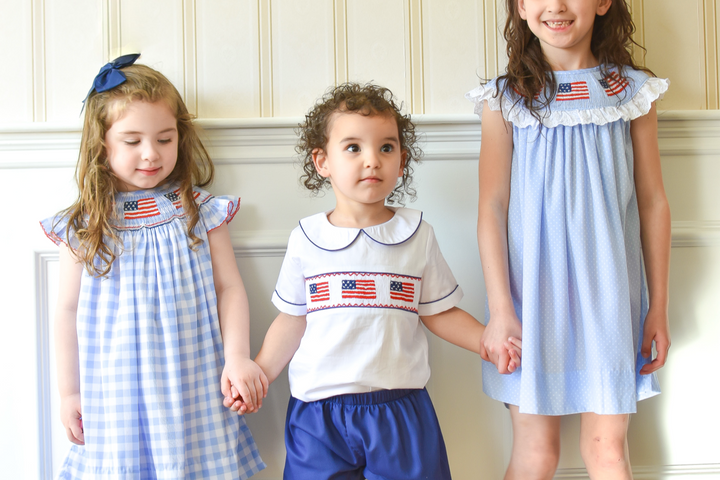 PRE-ORDER Patriotic Boys Smocked American Flag Short Set
