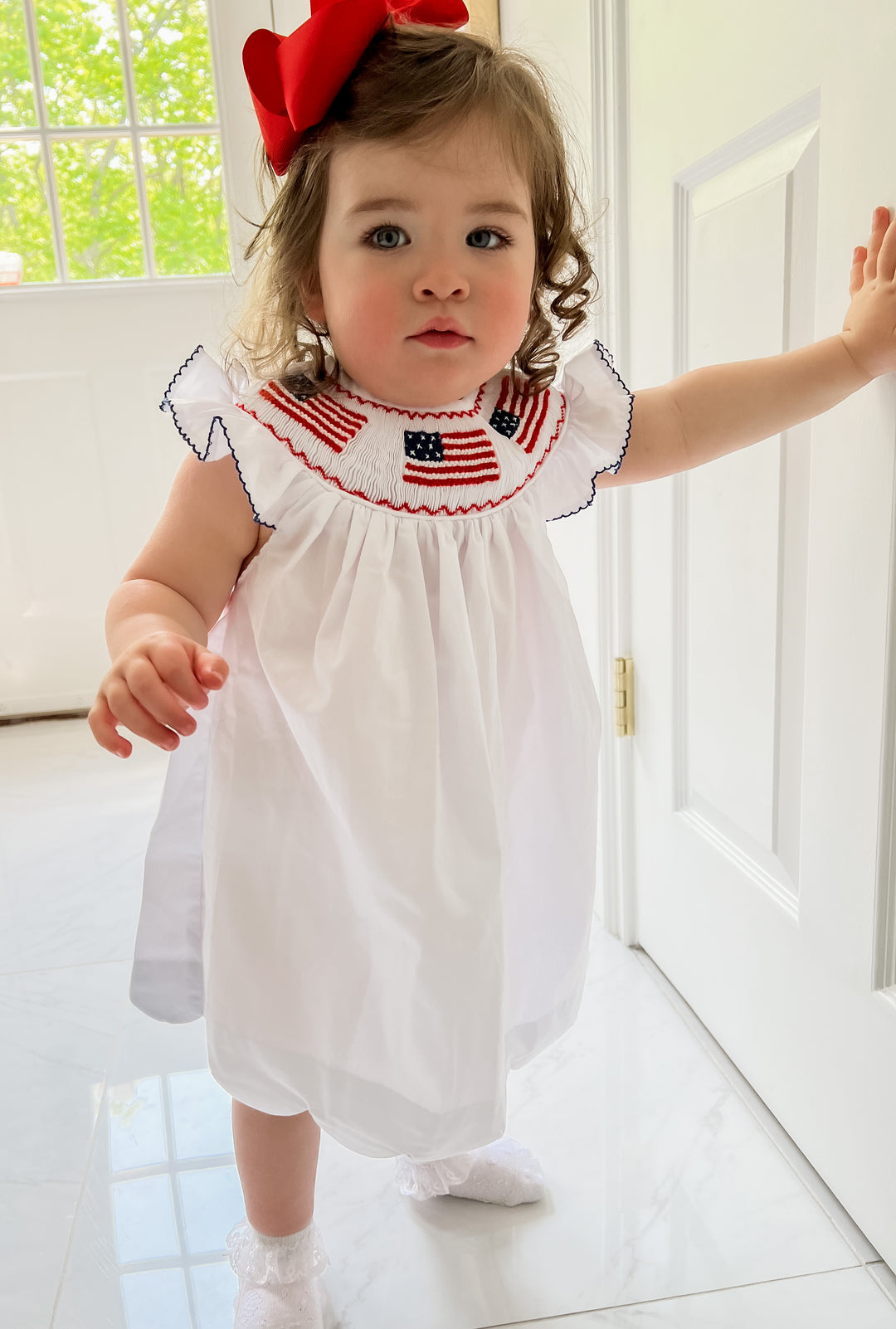 Ellie Smocked Dress in White