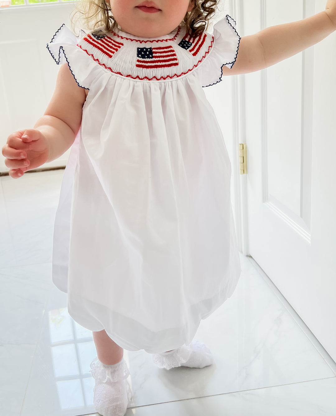 Ellie Smocked Dress in White