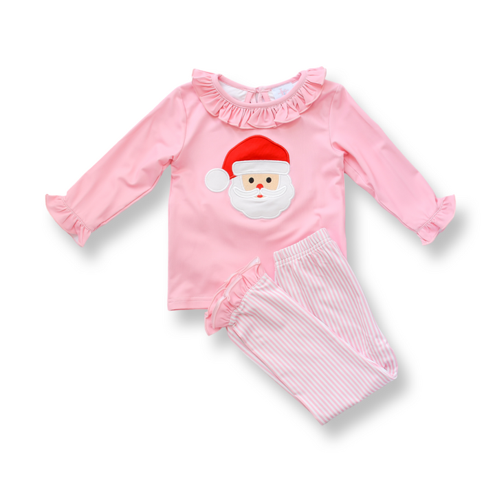 PRE-ORDER Girls Pink Santa Christmas Two Piece Set