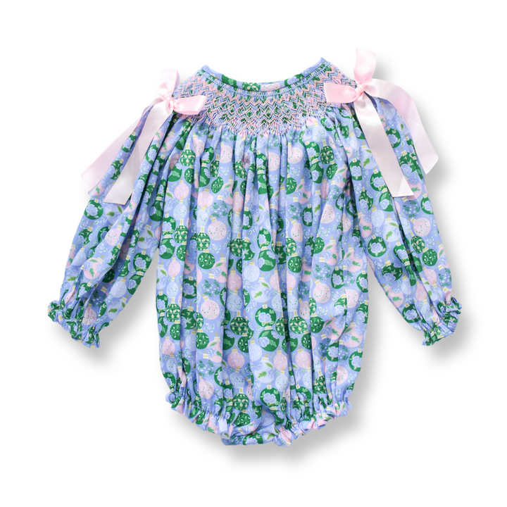 PRE-ORDER Girls Christmas Ornament Smocked Bubble