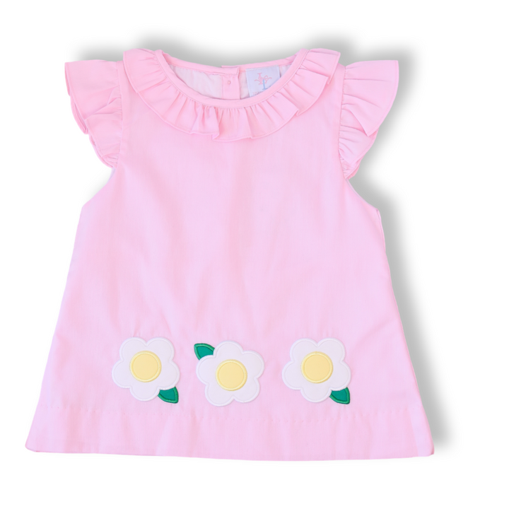 Girls Pink Daisy Applique Top and Short Set