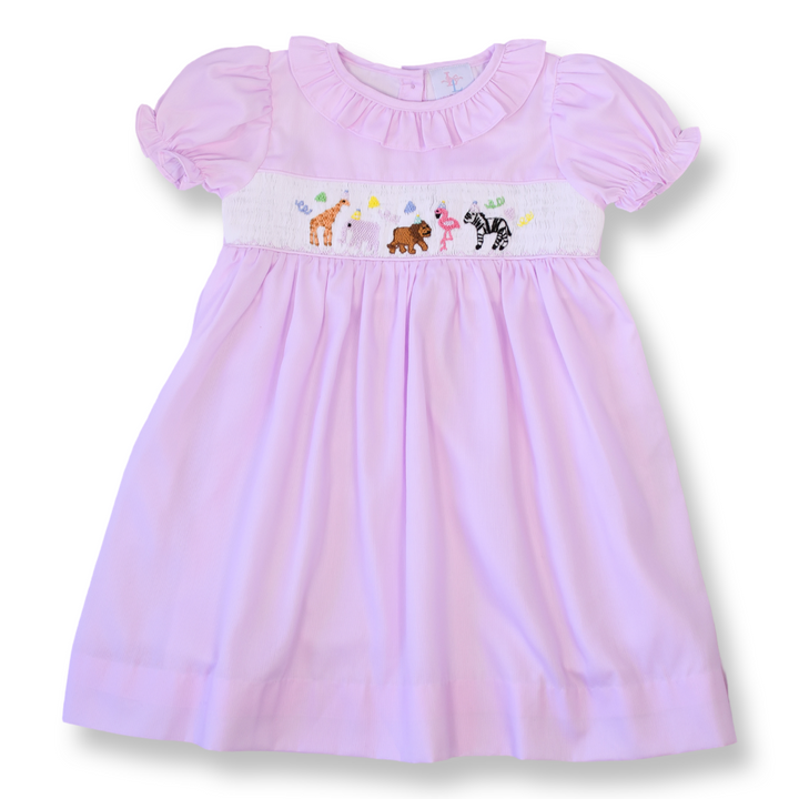 Smocked Safari Party Dress - Ruffle Collar