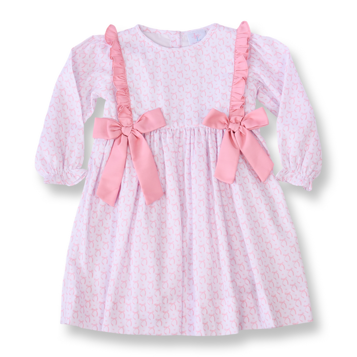 Bella Bow Pink Ruffle Smocked Dress