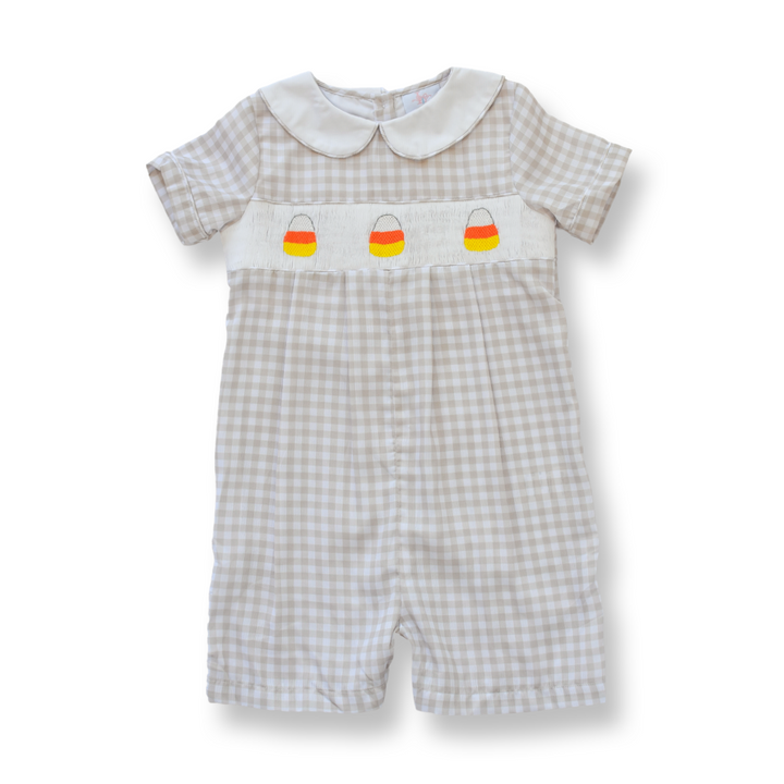 Boys Smocked Halloween Candy Corn Romper