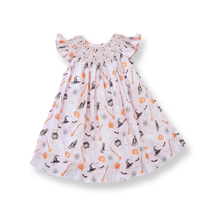 PRE-ORDER Pink Witch Halloween Smocked Dress