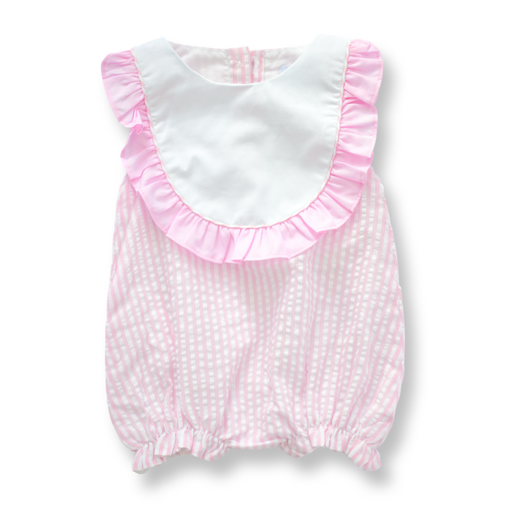Pink Seersucker Ruffle Bubble