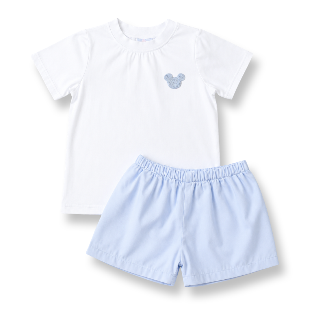 Mouse Ears Short Set in Light Blue