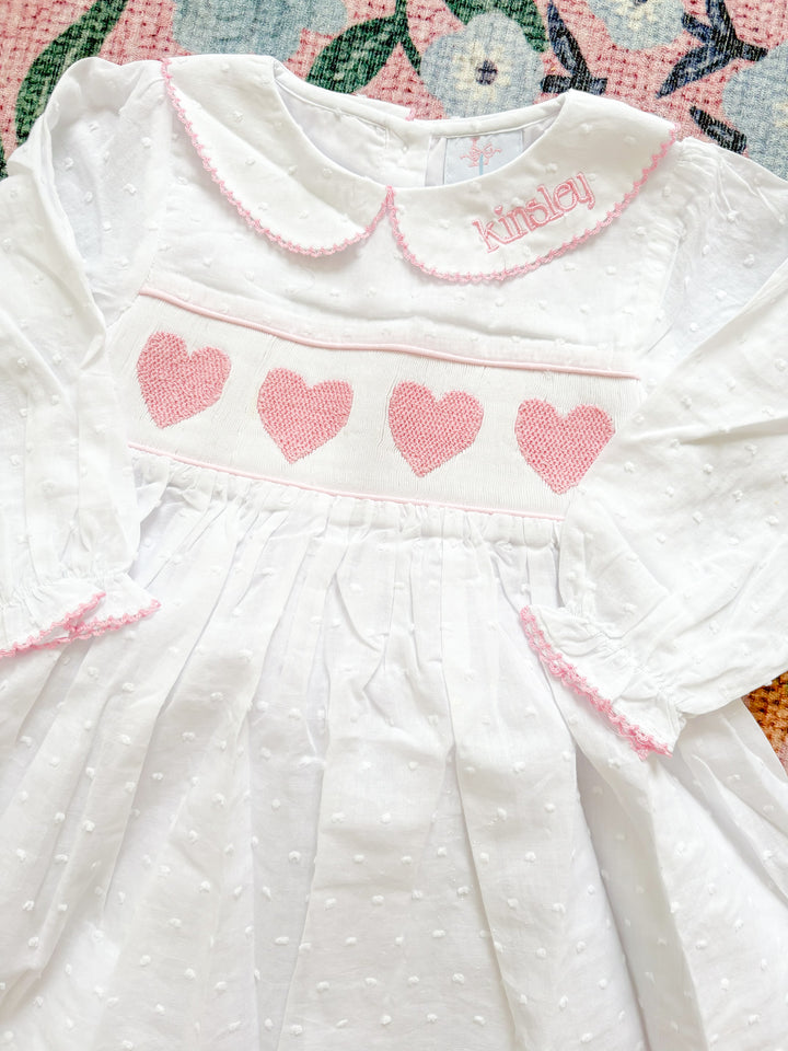 Lucy Heart Swiss Dot Smocked Dress