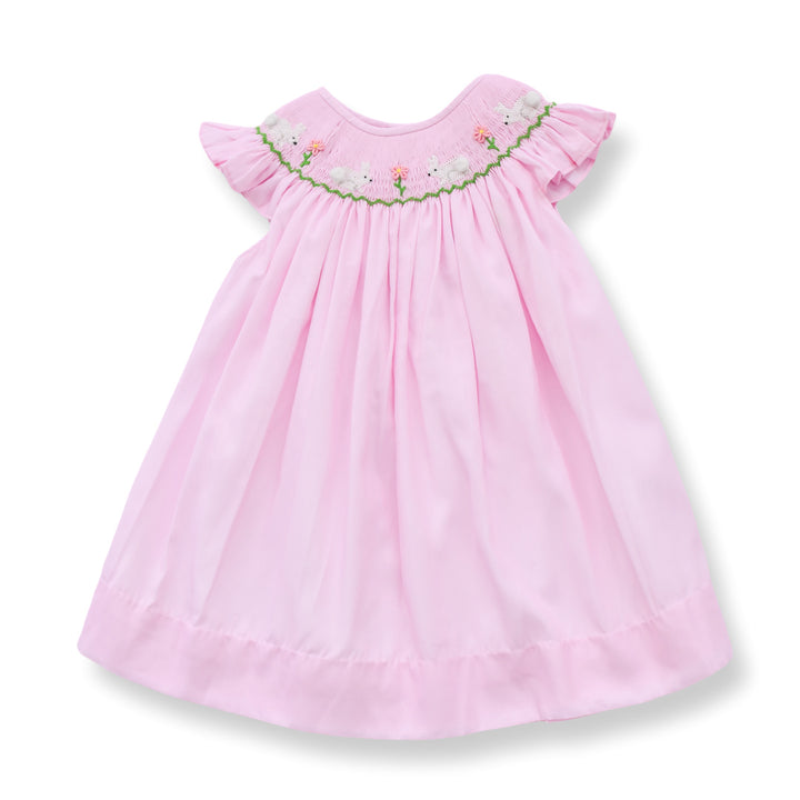 White Bunny Smocked Dress