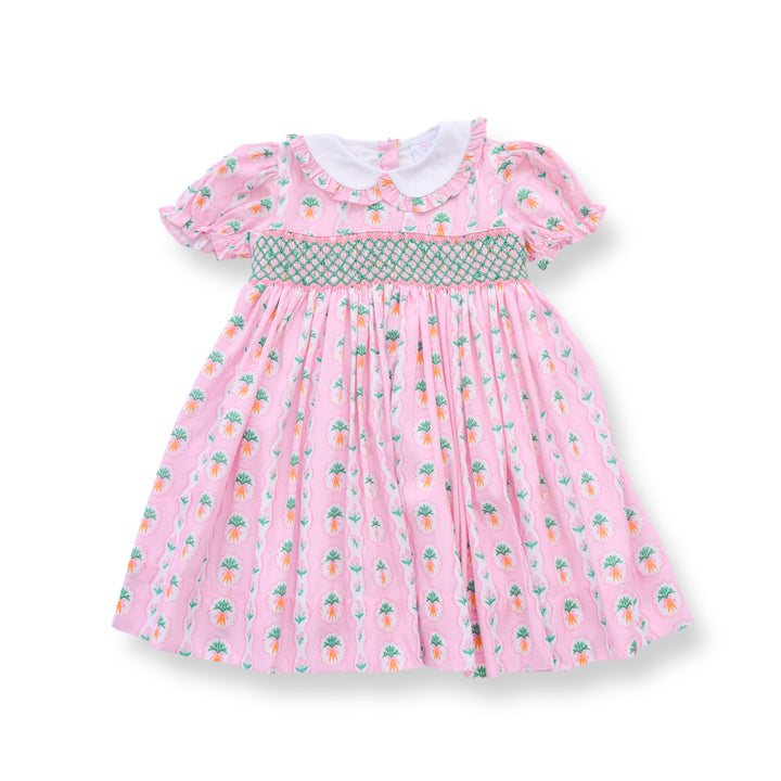 Carrot Patch Smocked Dress with Back Bow