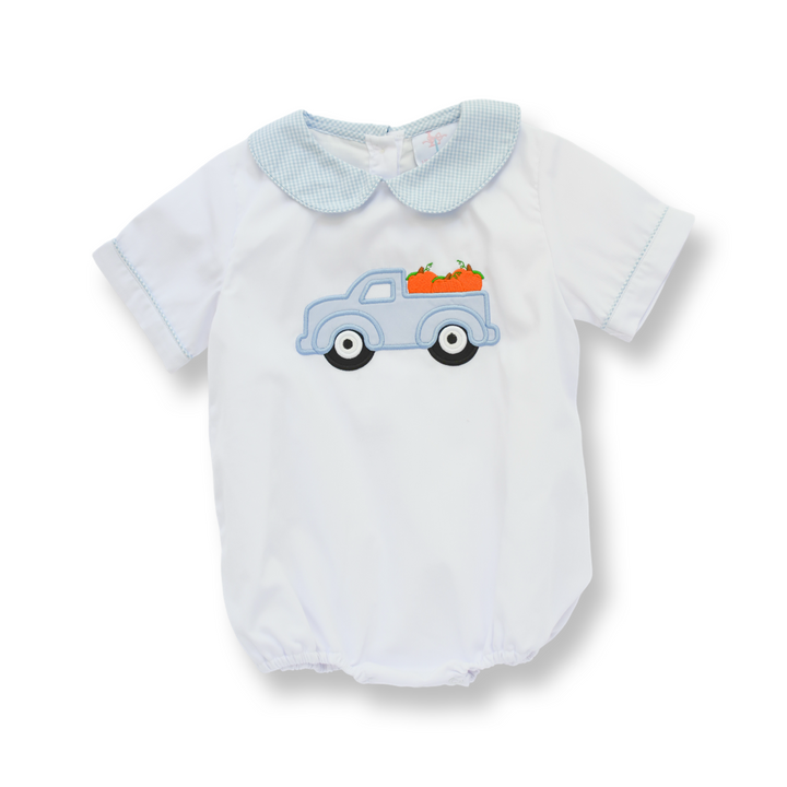 PRE-ORDER Pumpkin Truck Appliqué Boy Bubble