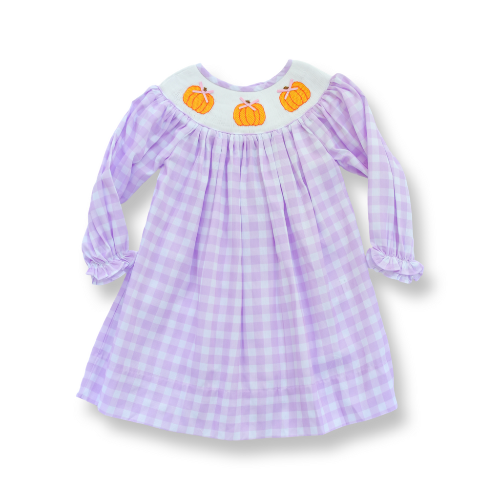 Maive Purple Gingham Pumpkin Dress – Lillie & Lilah