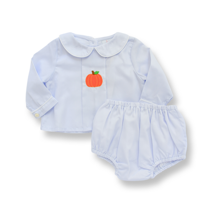 Boys Blue Diaper Set with Pumpkin