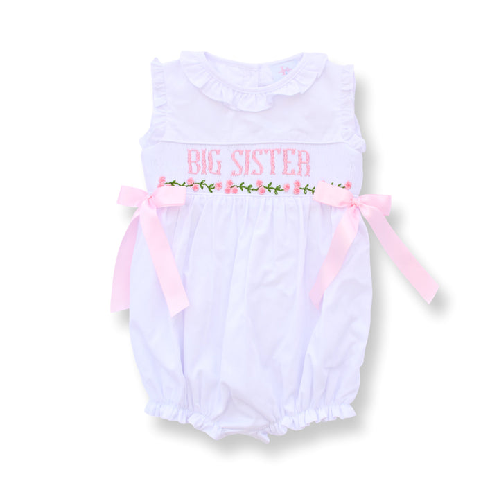 Big Sister Floral Bubble with Pink Bows