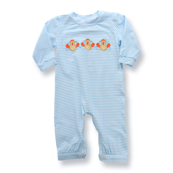 Boys Blue Striped Turkey Romper
