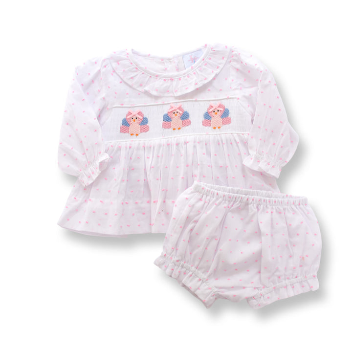 PRE-ORDER Pink Swiss Dot Turkey Diaper Set