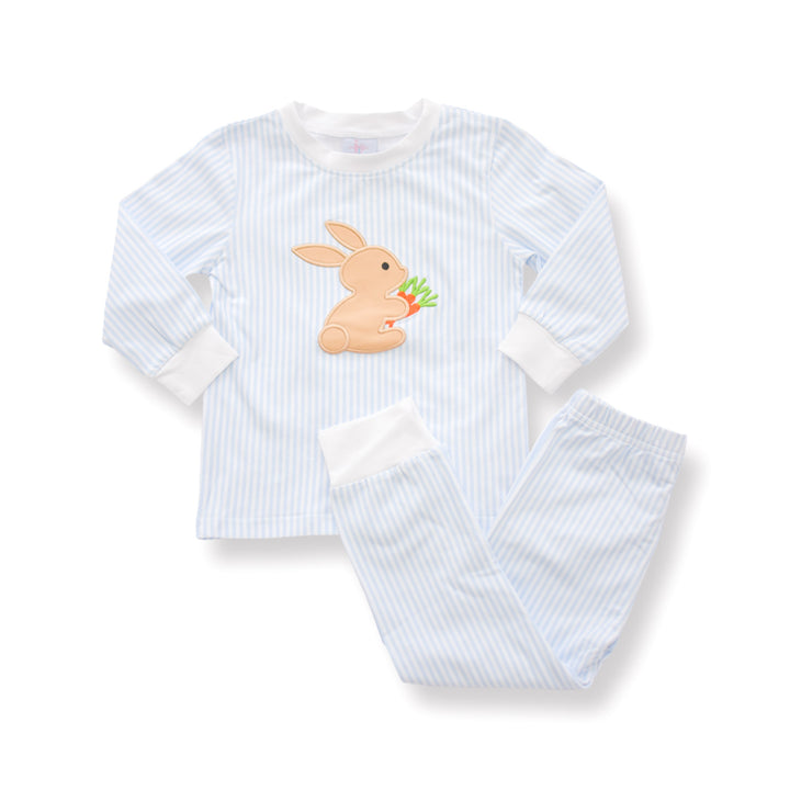 Bunny and Carrots Blue Pajama Set