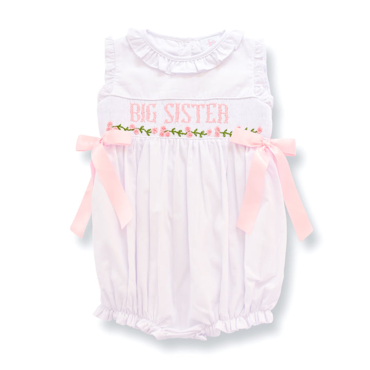 PRE-ORDER Big Sister White Bubble with Pink Florals & Bows