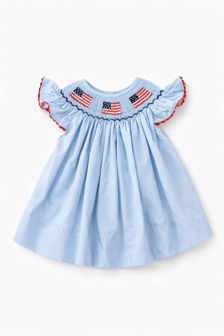 Ellie Smocked Dress in Blue