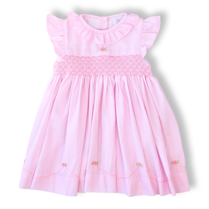 Roses on Pink Smocked Dress