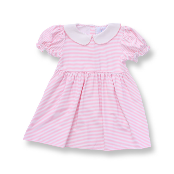 Pink Striped Peter Pan Collar Dress