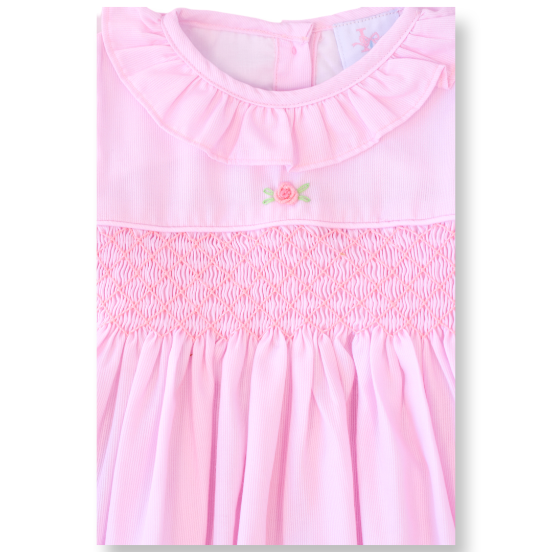 Roses on Pink Smocked Dress